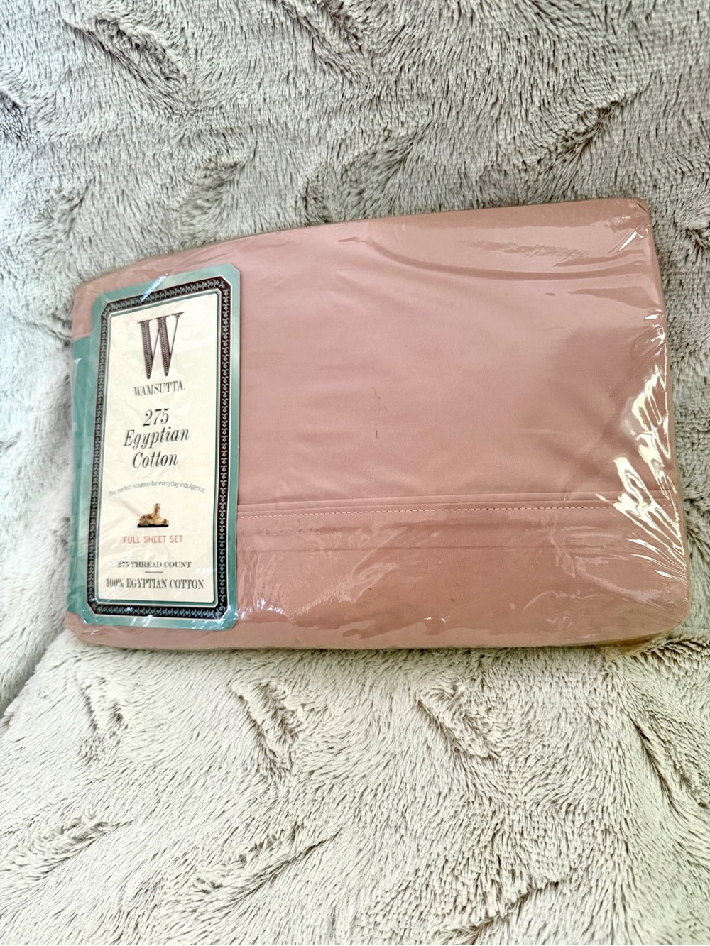 Wamsutta 275 TC Egyptian Cotton Full Sheet Set Pink NIP Vintage NOS